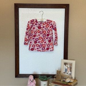 Circo EUC 2011 Pink Orange White Purple Floral Poet's Blouse LS Tee Size 4